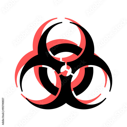 biohazard black icon with red shadow
