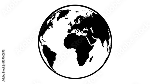 Black and white illustration of the Earth from space.