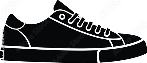 Canvas Sneaker Black Solid Glyph Icon – Flat Vector Canvas Shoe Silhouette for Sports, Fashion & UI Design