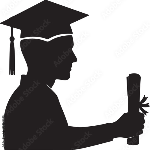 Graduate silhouette holding diploma