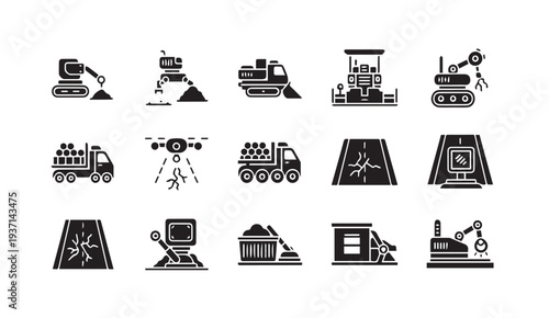 Construction and road repair icon set