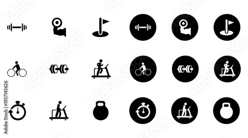 Collection of sports and fitness icons in vector style