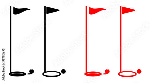 BLACK VECTOR VARIOUS golf flag icon silhouettes