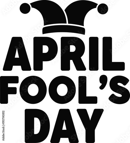 April fools day silhouette graphic with jester hat funny holiday icon