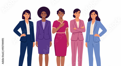 Diverse group of confident businesswomen standing together