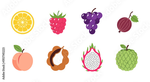 Colorful fruit assortment isolated on white