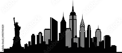 New York City skyline with Statue of Liberty and skyscrapers like Empire State Building  iconic American urban landscape