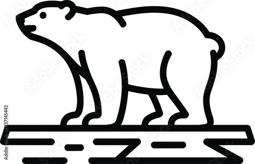 Vector polar bear on ice floe icon