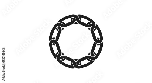 A striking black circular design formed by interconnected links a bold graphic silhouette high quality professional detailed modern