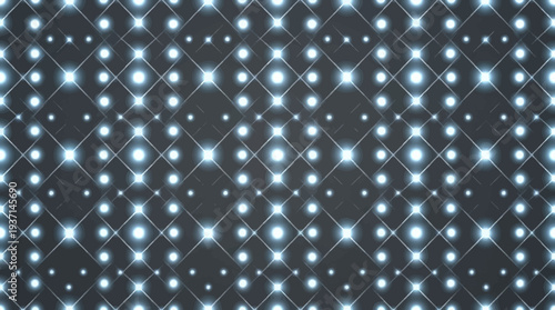 Glowing white dots pattern on dark background with diamond shapes.
