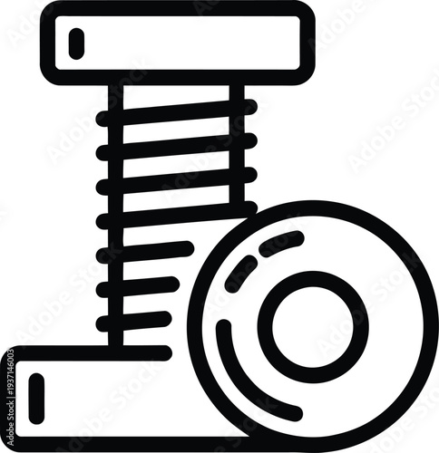 Black and white screw and washer vector icon