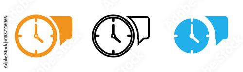 Colorful clocks with speech bubbles