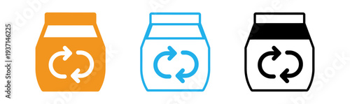 Recycling symbol on different colored jar icons