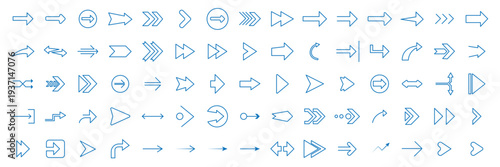 Mega set of large arrows vector collection of doodle arrow icons and pointers. Black arrow icon big set. triangular arrow pointers isolated on Collection different arrows sign. Set different cursors