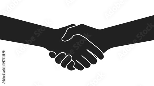 Two people shaking hands in a gesture of agreement or partnership.