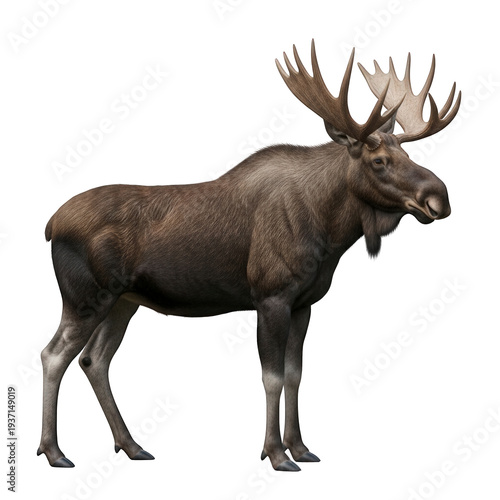 Majestic moose with large antlers standing proudly