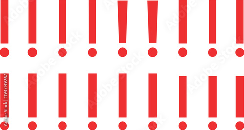Red Exclamation Mark Icon Set with Alert, Warning, and Attention Symbols for Notifications, Errors, Important Messages, and Safety Signs