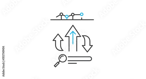 Abstract concept illustration symbolizing search engine optimization strategy focused on upward trend analysis and data improvement through iterative processes