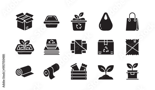 Eco friendly packaging and recycling symbols for sustainable living