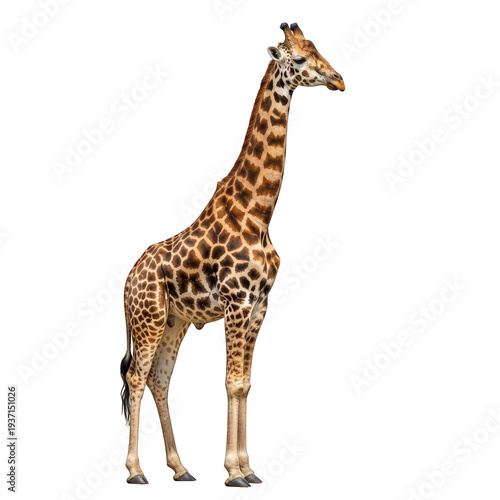 Majestic giraffe standing tall with striking coat patterns in the savannah