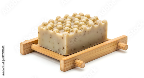 Wallpaper Mural A beige soap bar with nubs on a wooden soap dish Torontodigital.ca