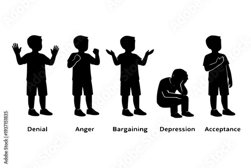 Black Silhouette Boy Showing the 5 Stages of Grief