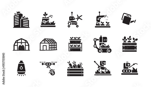 Modern smart farming icons for innovative agriculture solutions