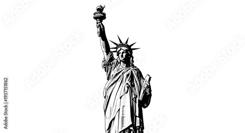 The majestic Statue of Liberty stands tall, a symbol of freedom and hope.