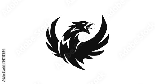 Stylized phoenix emblem on white background