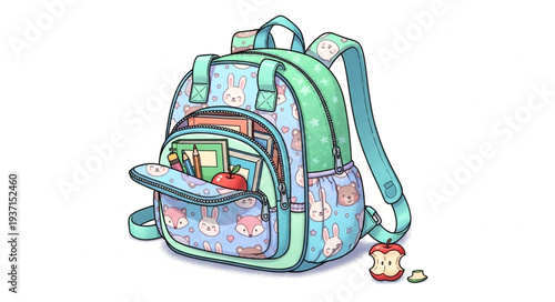Colorful School Backpack with Multiple Compartments.