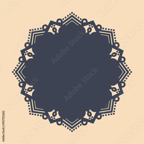 Ethnic mandala frame vintage emblem design background