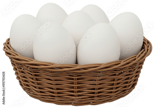 Wallpaper Mural A basket filled with five freshly laid white eggs isolated on transparent background 'png,PNG,Png Torontodigital.ca