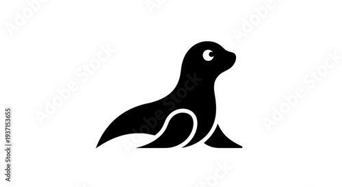 Stylized seal silhouette on white background