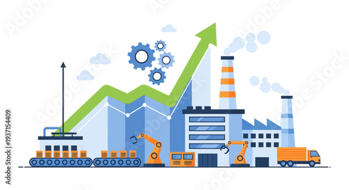 Industrial Growth, Factory Automation & Production Efficiency Concept