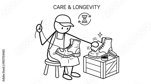 Shoe repair and care with an emphasis on care and durability, circular economy concept  