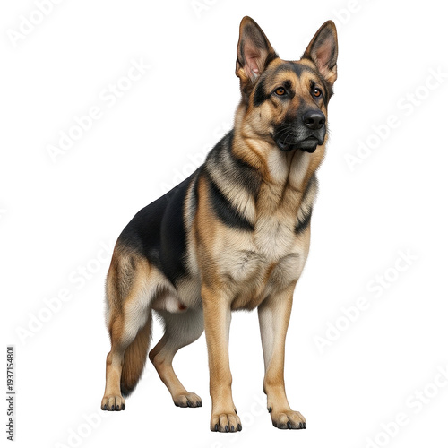 German Shepherd dog standing proudly with alert expression