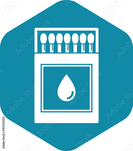 Matchbox fire icon inside hexagon geometric badge modern flame safety symbol minimal vector illustration for ignition and emergency design