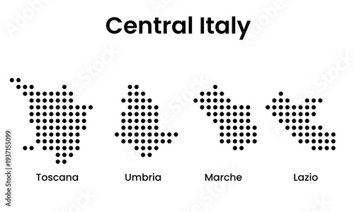 Central Italy Regions Map Toscana Umbria Marche Lazio Vector