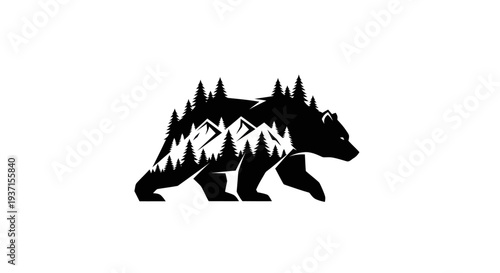 Bear and mountain illustration