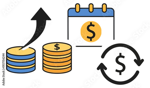 Subscription Revenue Model Recurring Payment Business Icon Vector Isolated on White Background