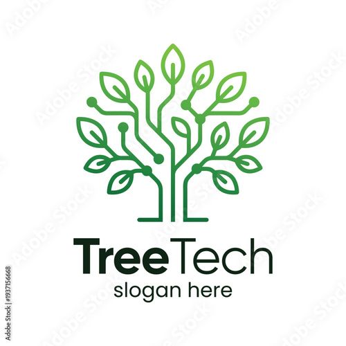 Innovative TreeTech Logo Merging Nature and Technology Seamlessly.