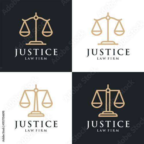Justice Law Firm Logo Design with Scales of Justice.