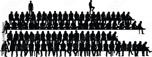 Silhouettes of diverse men and women standing and holding coffee cups or drinks isolated on white background casual lifestyle set