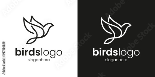 Minimalist bird logo design with a modern and elegant style.