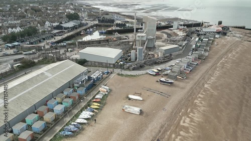 Whitstable Harbour Quay Industrial Site Aerial View UK East Coastline