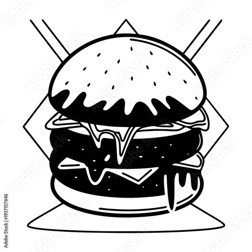 Cheeseburger with tomato illustration cartoon food icon