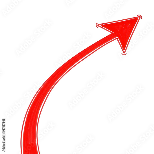 Red arrow pointing upwards in dynamic motion