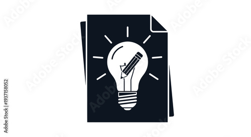 Lightbulb with pencil inside representing idea and creativity silhouette