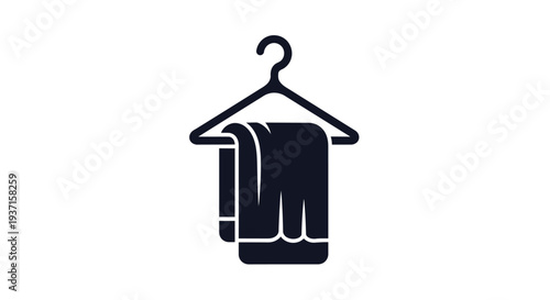 Black hanger with folded towel displayed simple graphic design silhouette