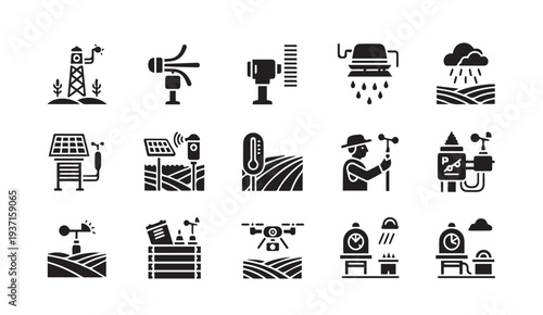 Smart Farming Icons Set for Agriculture Technology